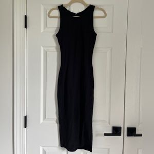 Black body con ribbed sweat proof built in sports bra dress